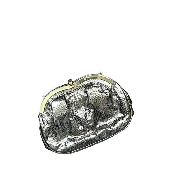Vintage Metallic Python Effect Classic Handbags Houston Clutch - Picture 5 of 5